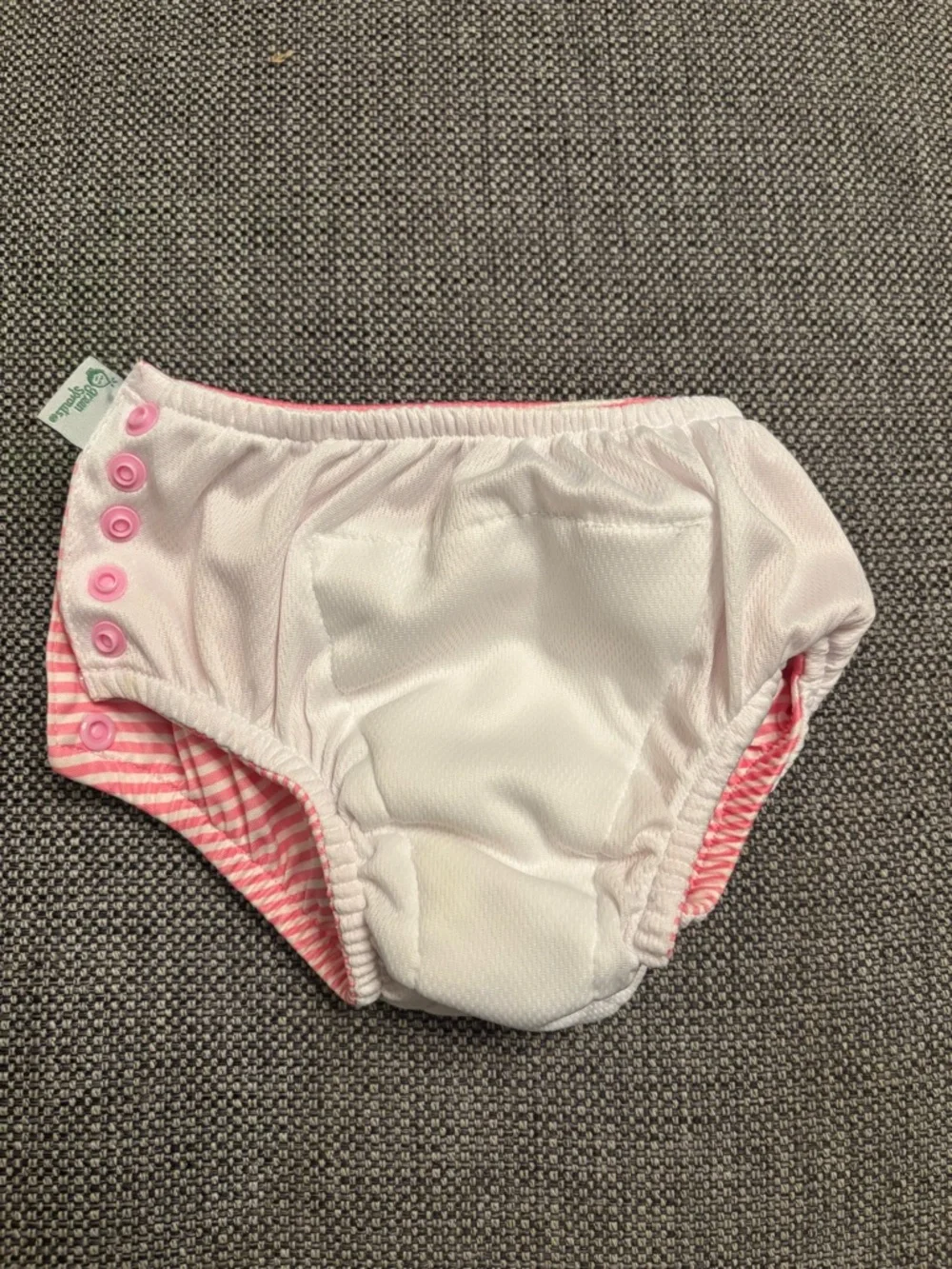 Green Sprouts Reusable Swim Diaper 24M Light Pink Pinstripe